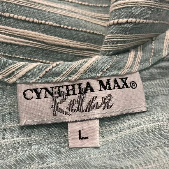 Vintage Cynthia Max Relax Linen Blend Maxi Dress Sleeveless Pocket Slit Green L - Picture 6 of 11